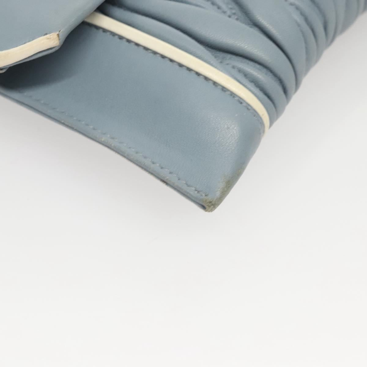 Miu Miu Matelasse Chain Shoulder Bag Leather Light Blue Auth 121929