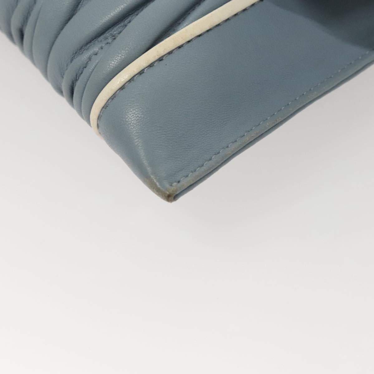 Miu Miu Matelasse Chain Shoulder Bag Leather Light Blue Auth 121929