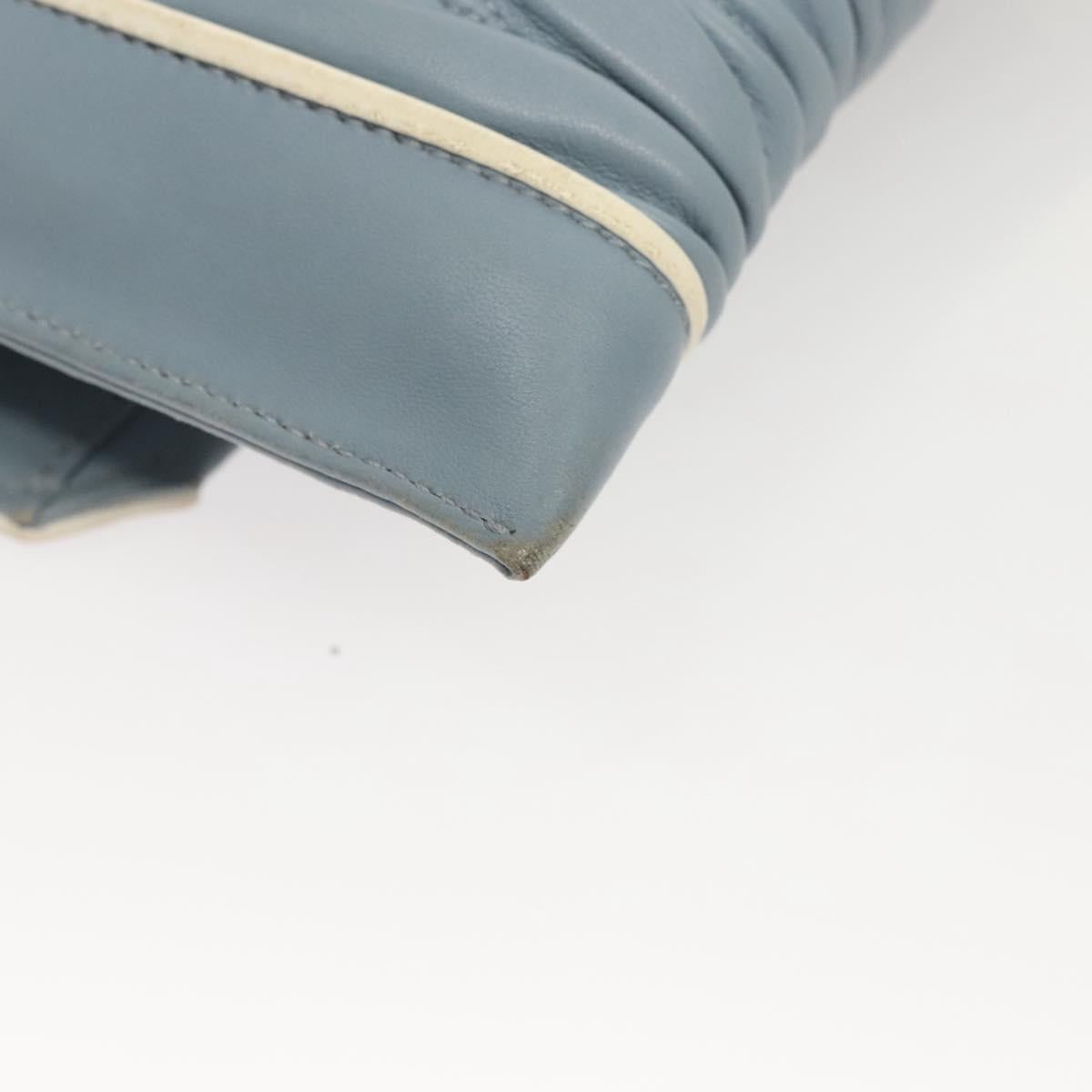 Miu Miu Matelasse Chain Shoulder Bag Leather Light Blue Auth 121929