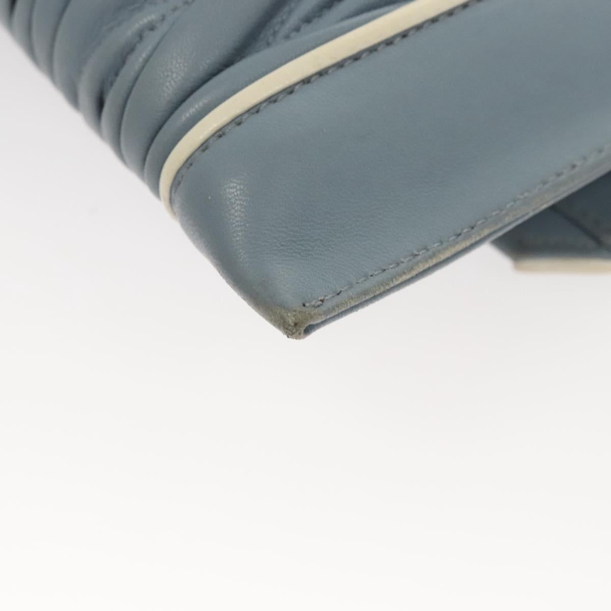 Miu Miu Matelasse Chain Shoulder Bag Leather Light Blue Auth 121929