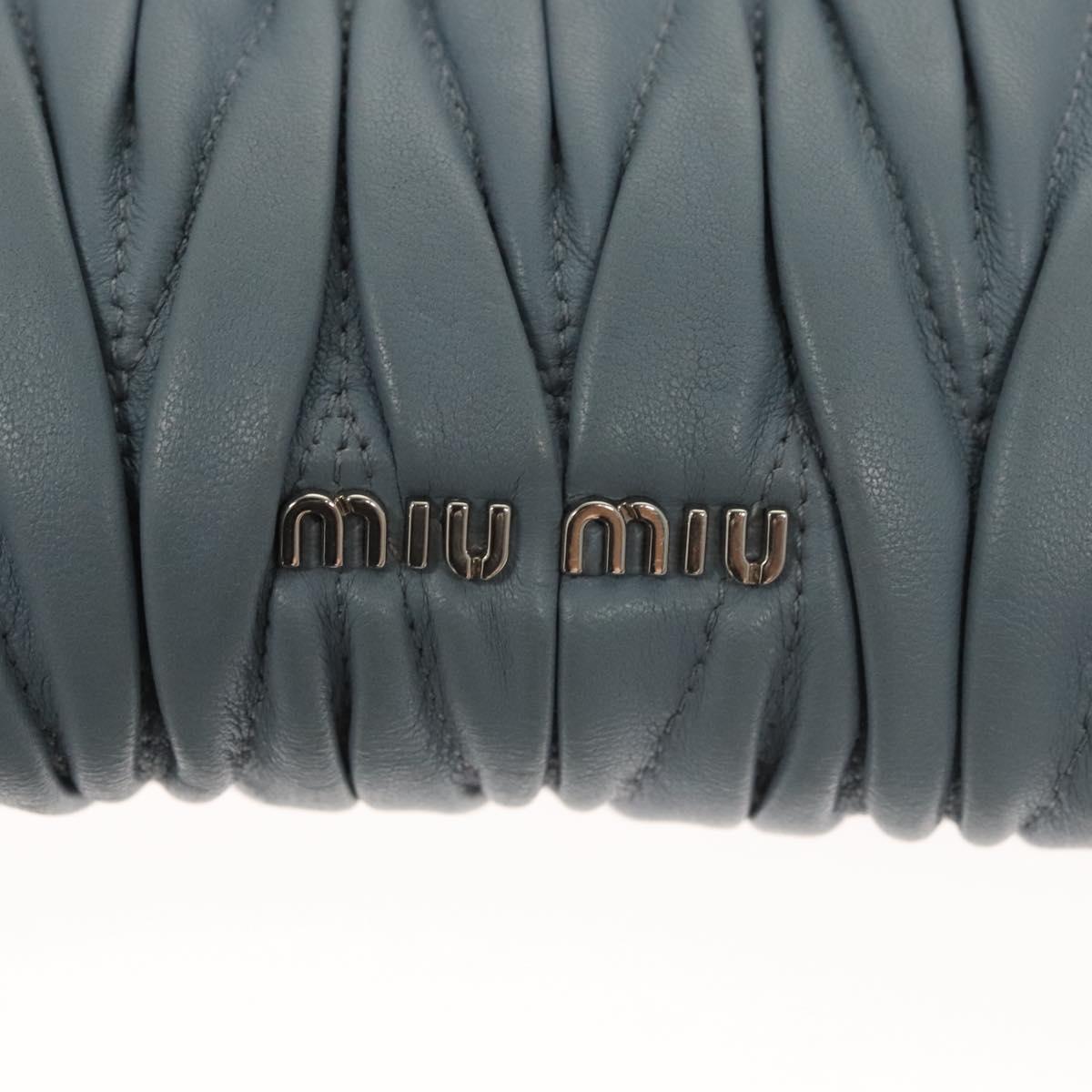 Miu Miu Matelasse Chain Shoulder Bag Leather Light Blue Auth 121929