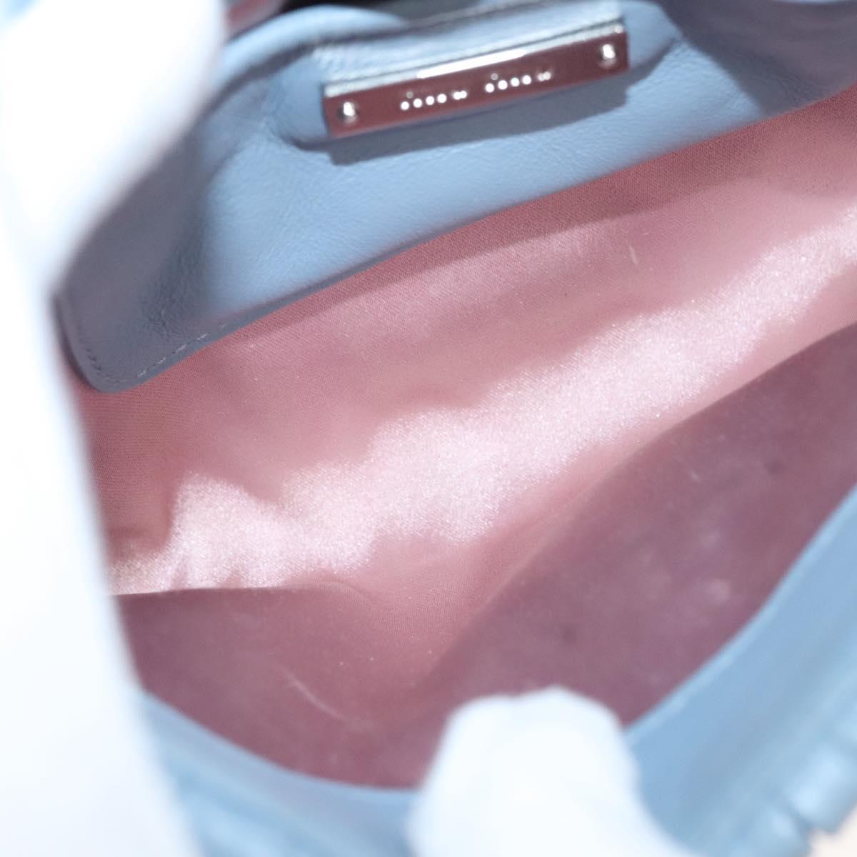 Miu Miu Matelasse Chain Shoulder Bag Leather Light Blue Auth 121929