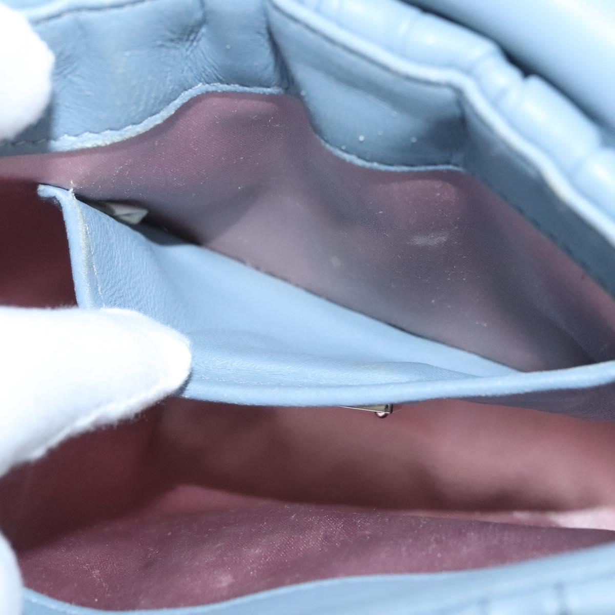 Miu Miu Matelasse Chain Shoulder Bag Leather Light Blue Auth 121929