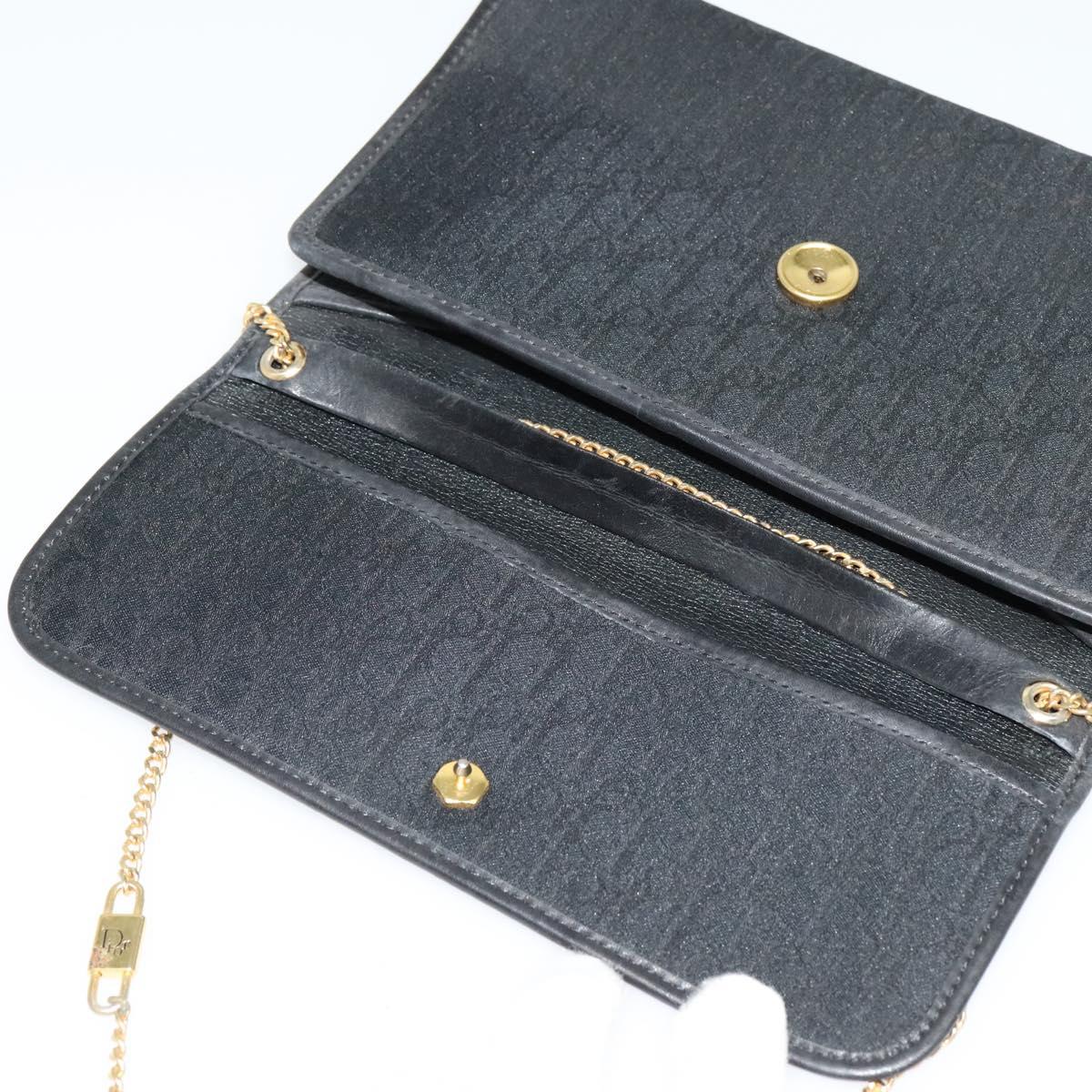 Christian Dior Trotter Canvas Shoulder Bag Black Gold Auth 121934