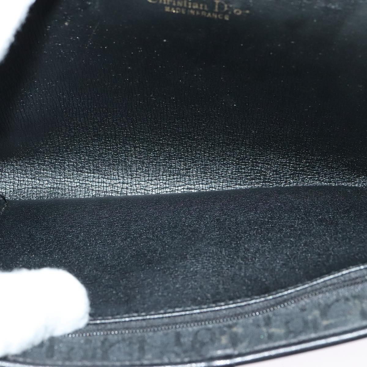 Christian Dior Trotter Canvas Shoulder Bag Black Gold Auth 121934