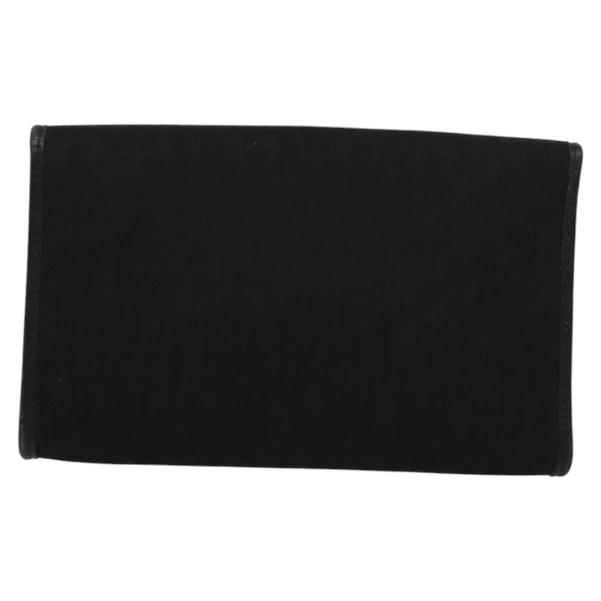 Christian Dior Trotter Canvas Shoulder Bag Black Gold Auth 121934