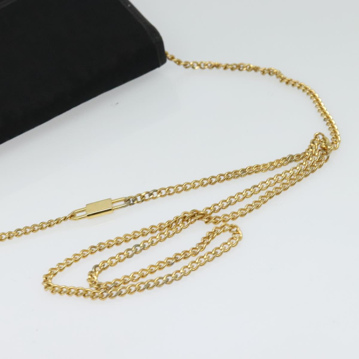 Christian Dior Trotter Canvas Shoulder Bag Black Gold Auth 121934