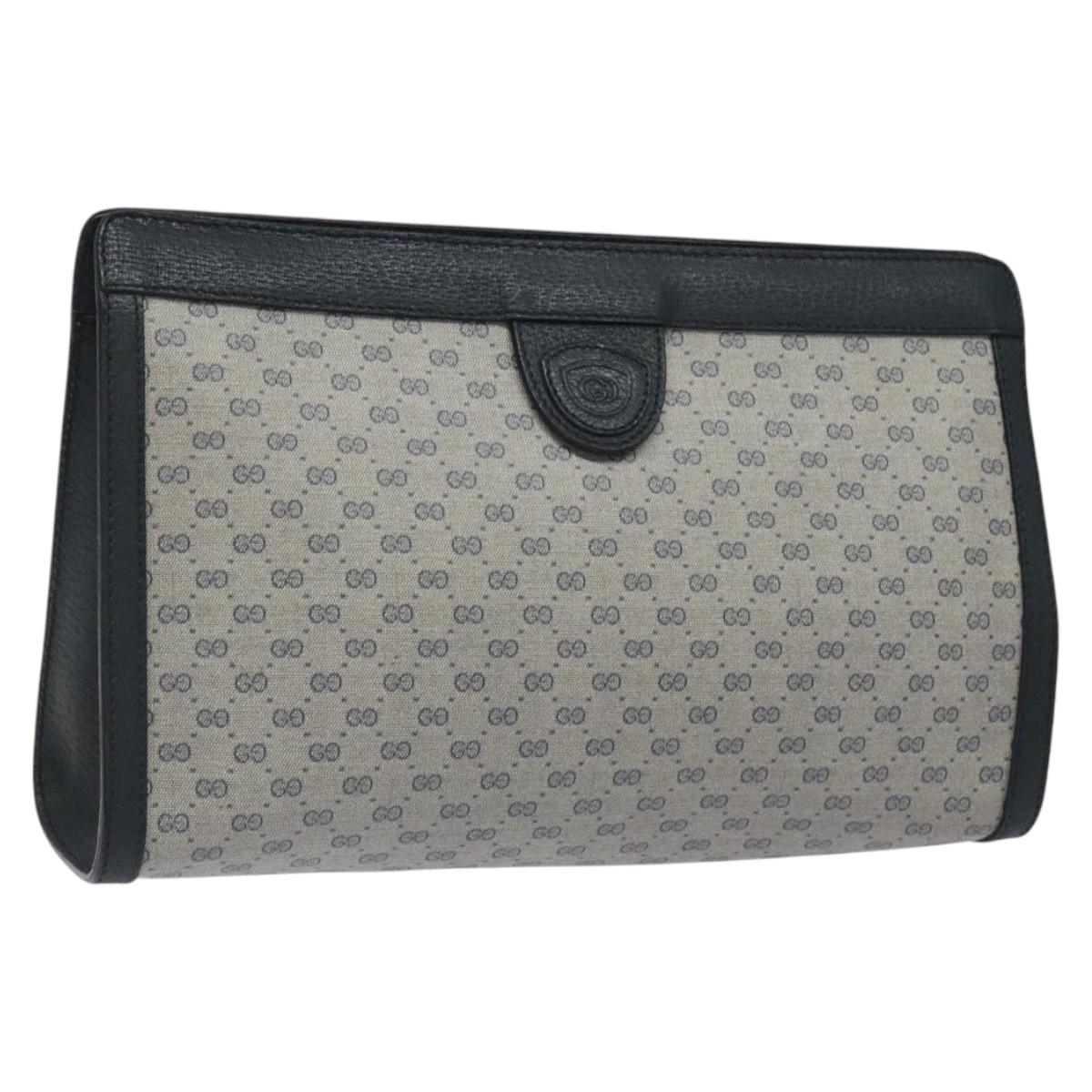 GUCCI Micro GG Supreme Clutch Bag PVC Navy 014 123 0102 Auth 121946