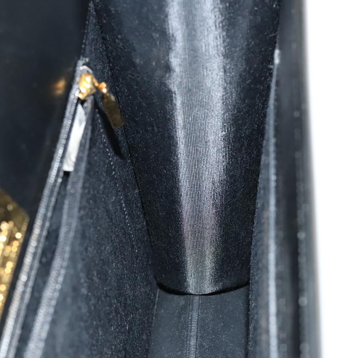 GIVENCHY Hand Bag Leather 2way Black Gold Auth 121947