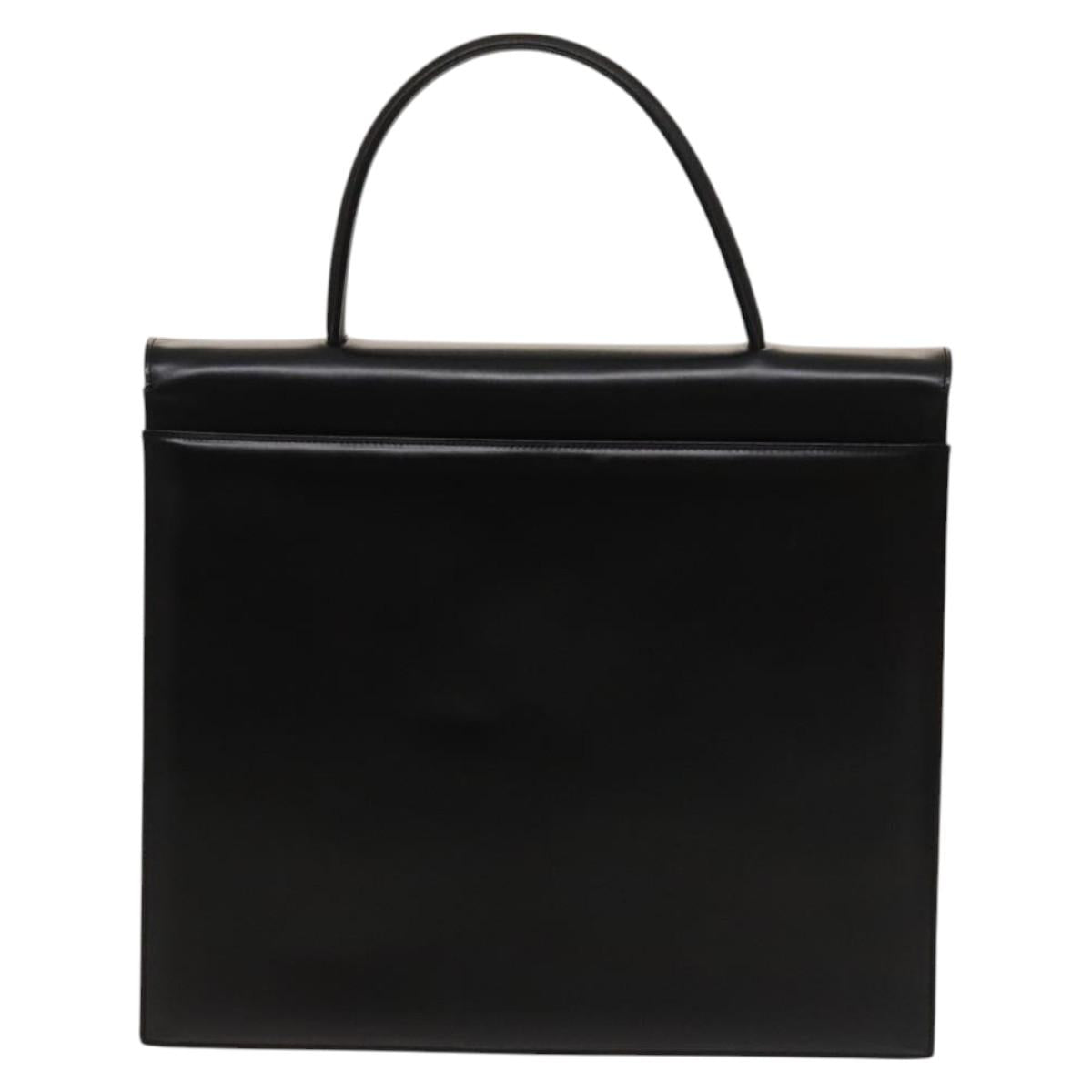 GIVENCHY Hand Bag Leather 2way Black Gold Auth 121947