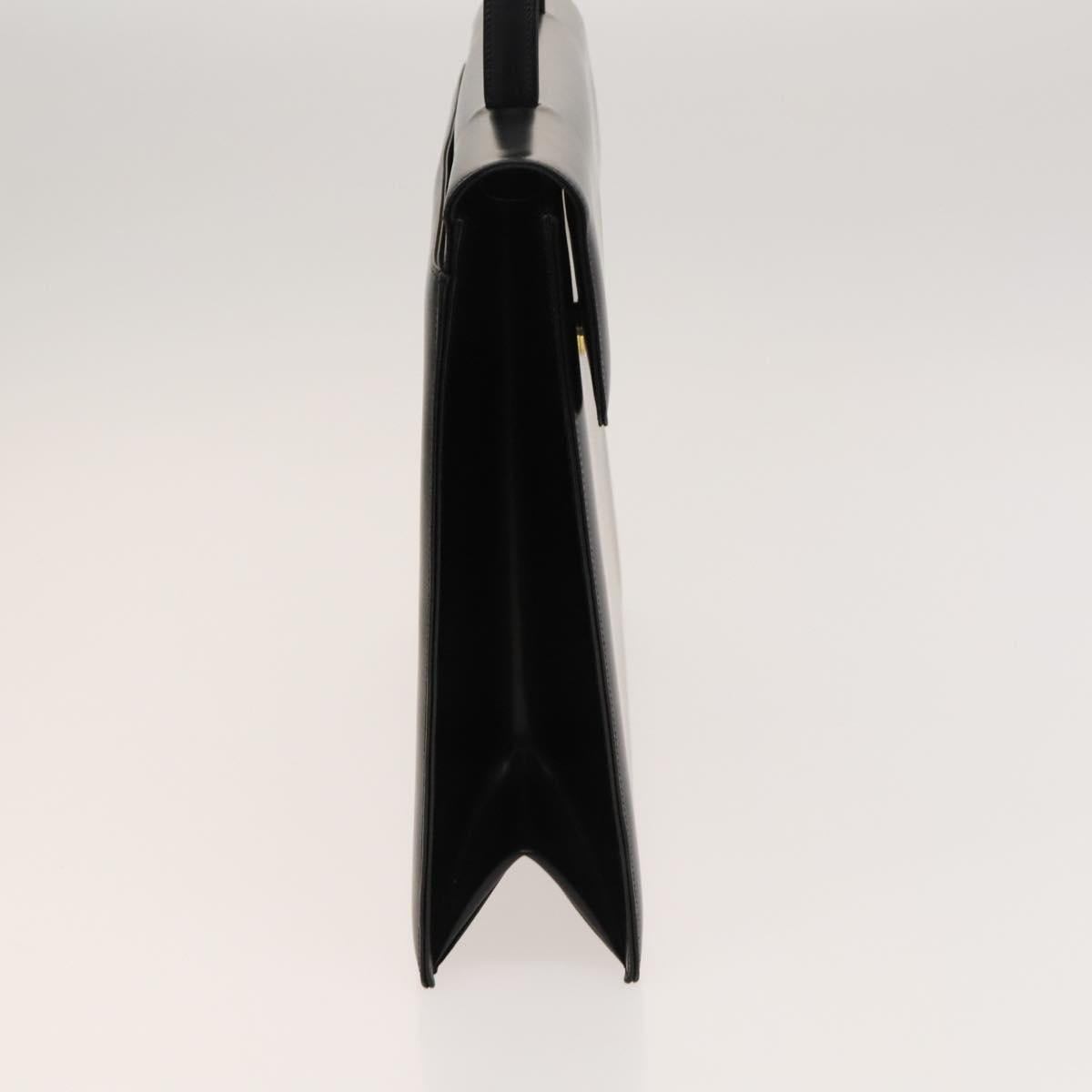 GIVENCHY Hand Bag Leather 2way Black Gold Auth 121947