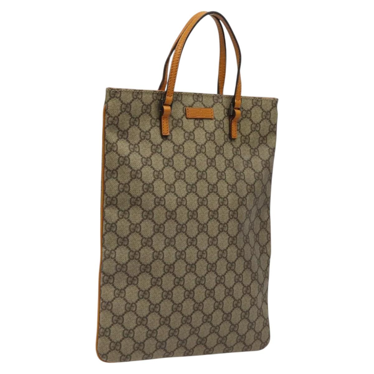 GUCCI GG Supreme Hand Bag PVC Beige Silver 117551 Auth 121949