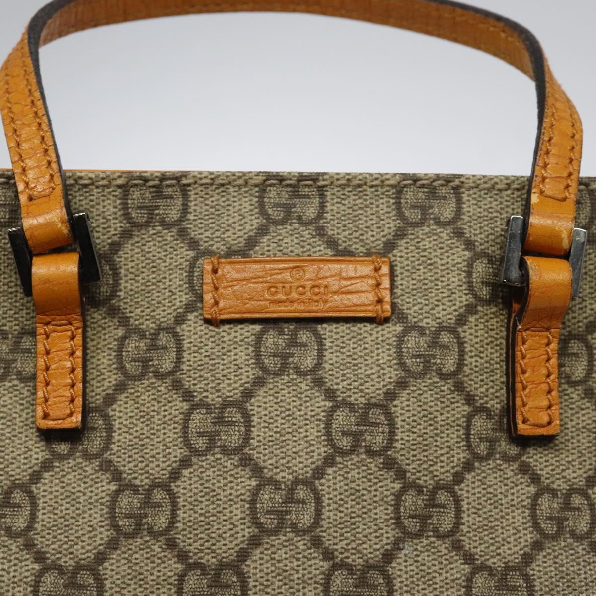 GUCCI GG Supreme Hand Bag PVC Beige Silver 117551 Auth 121949