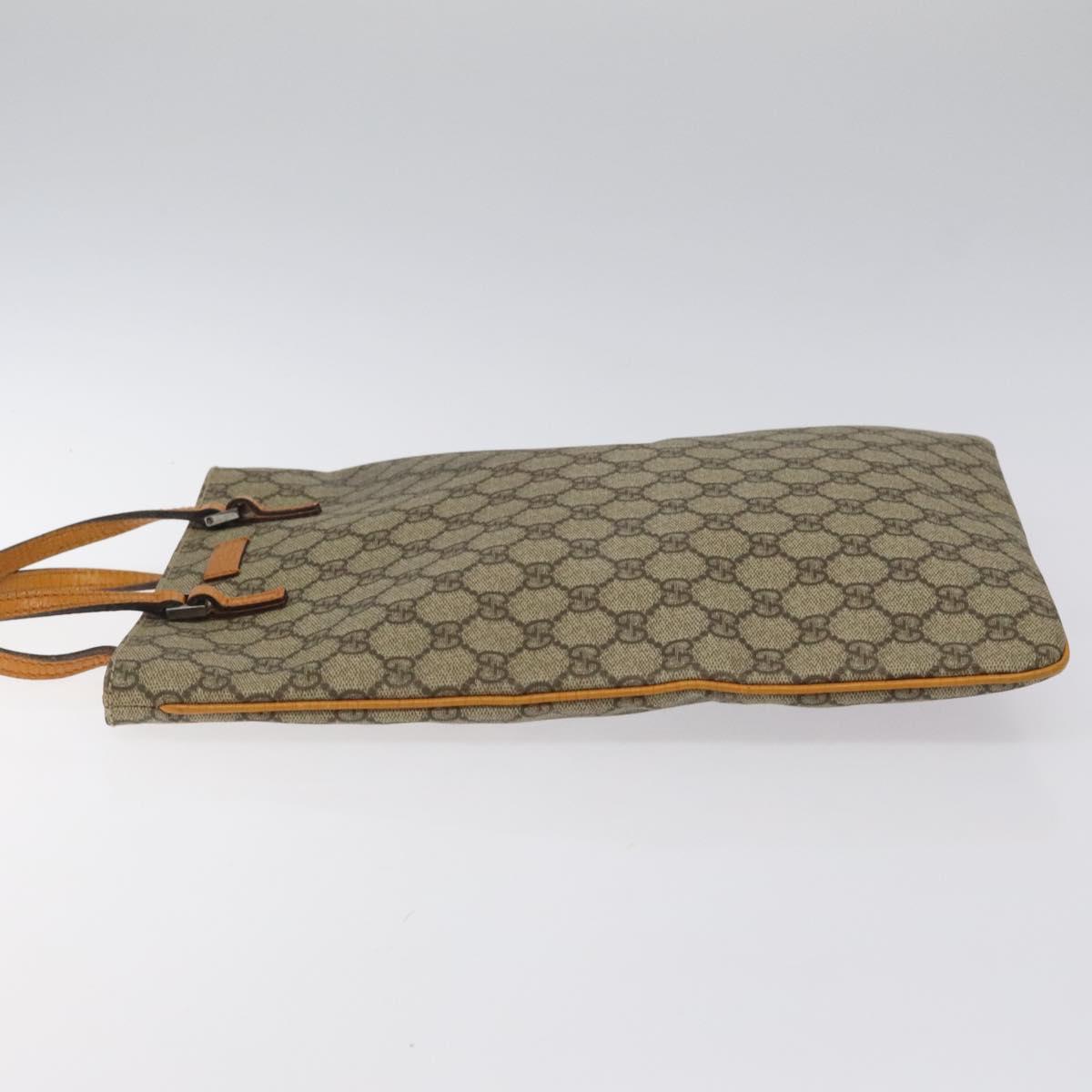 GUCCI GG Supreme Hand Bag PVC Beige Silver 117551 Auth 121949