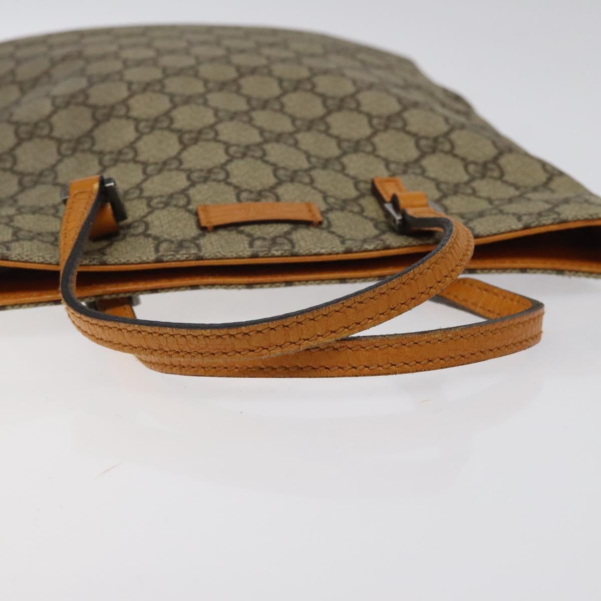 GUCCI GG Supreme Hand Bag PVC Beige Silver 117551 Auth 121949