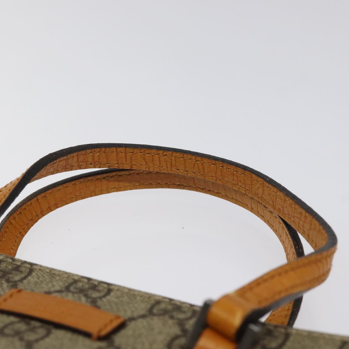 GUCCI GG Supreme Hand Bag PVC Beige Silver 117551 Auth 121949
