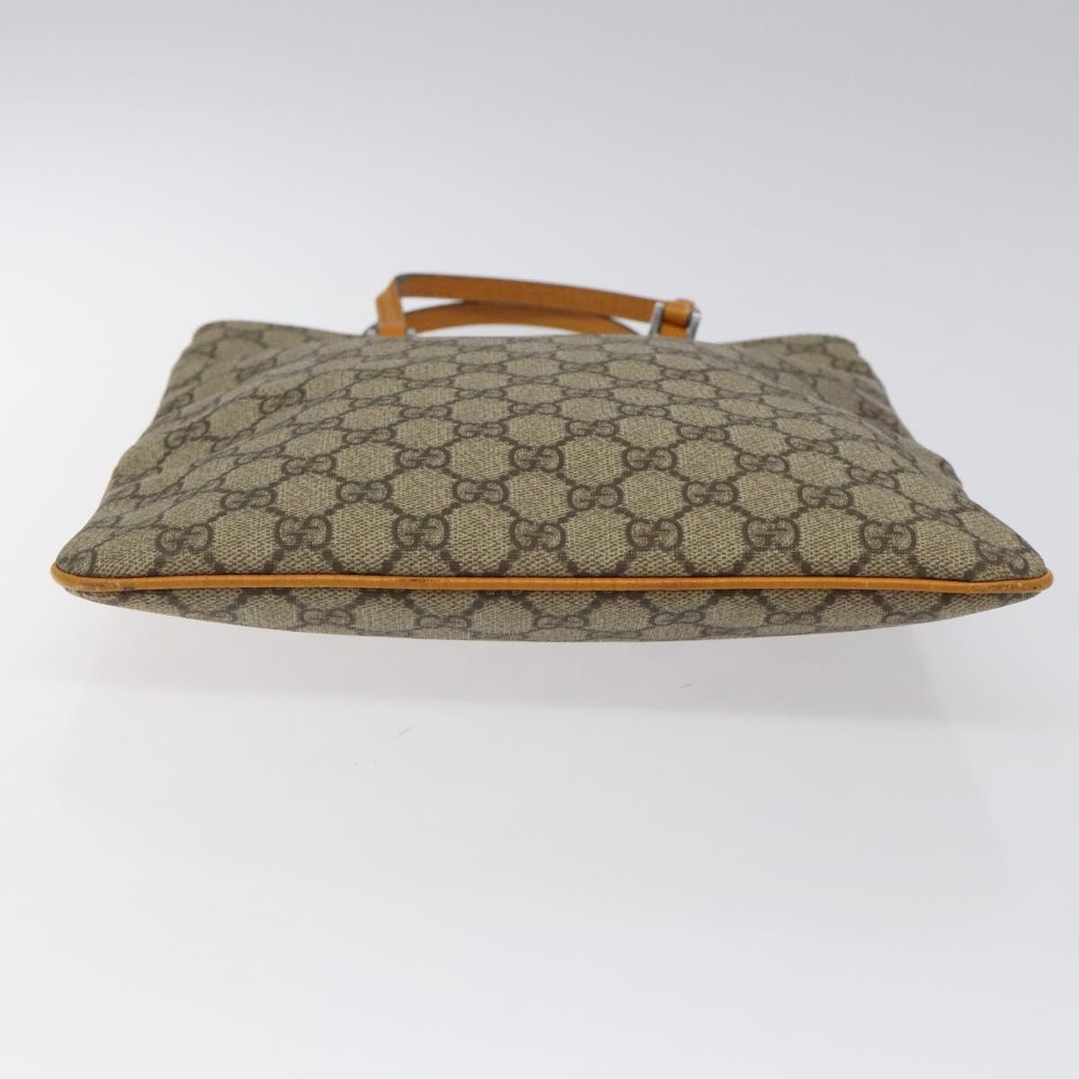 GUCCI GG Supreme Hand Bag PVC Beige Silver 117551 Auth 121949