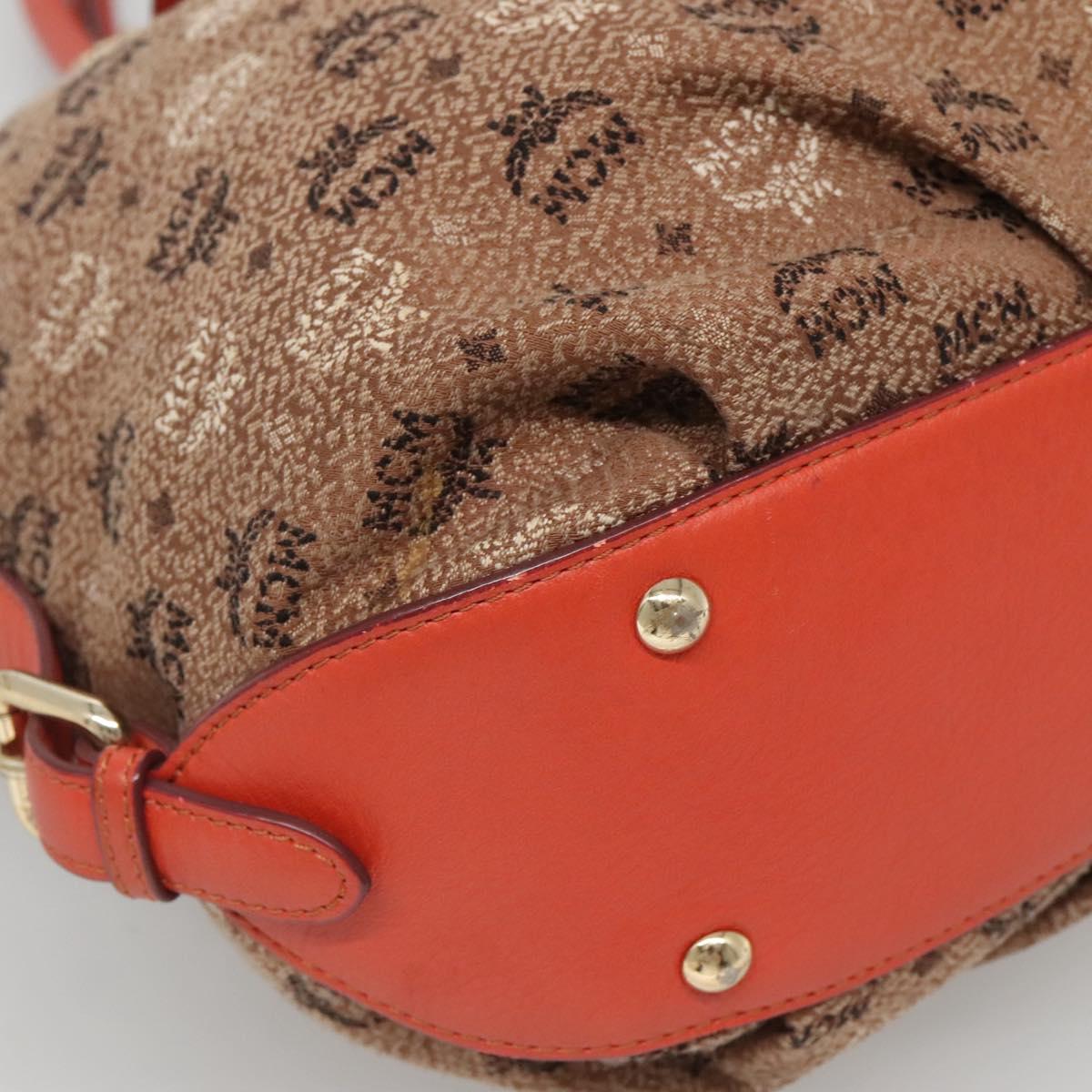 MCM Logogram Vicetos Tote Bag Canvas 2way Brown Gold Auth 121967