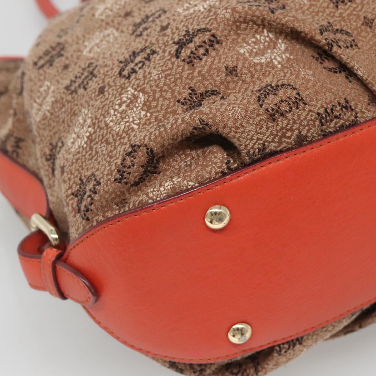 MCM Logogram Vicetos Tote Bag Canvas 2way Brown Gold Auth 121967