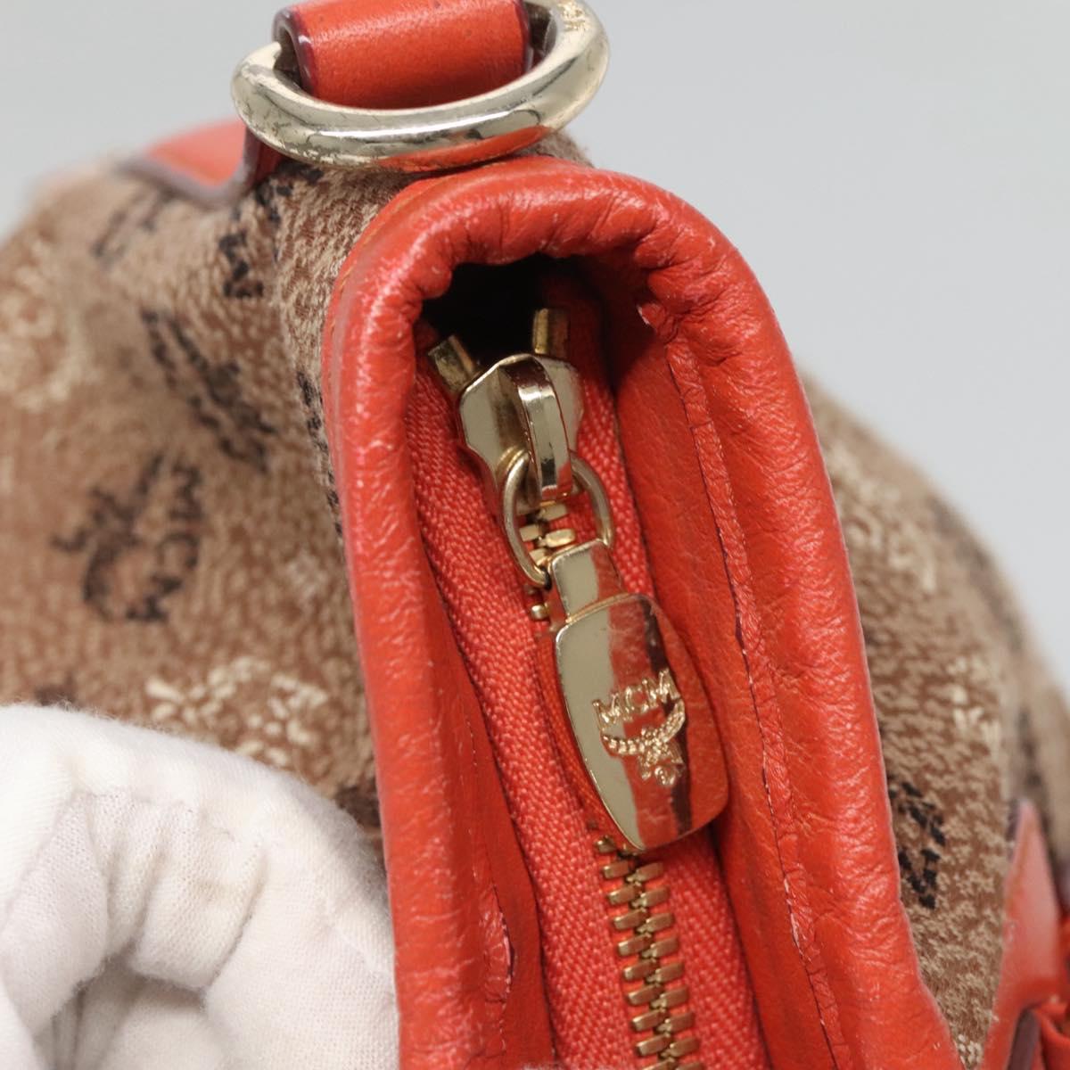 MCM Logogram Vicetos Tote Bag Canvas 2way Brown Gold Auth 121967