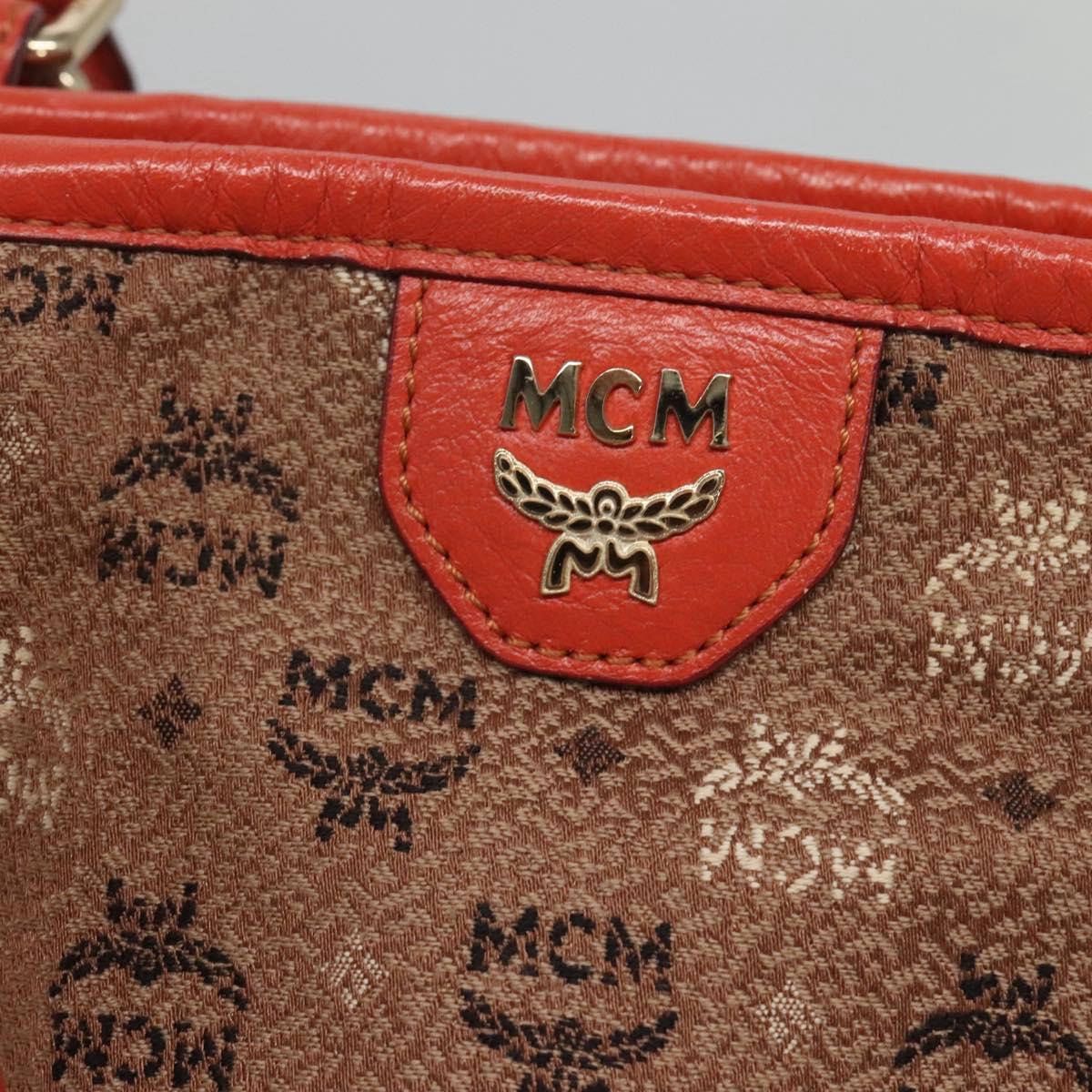 MCM Logogram Vicetos Tote Bag Canvas 2way Brown Gold Auth 121967