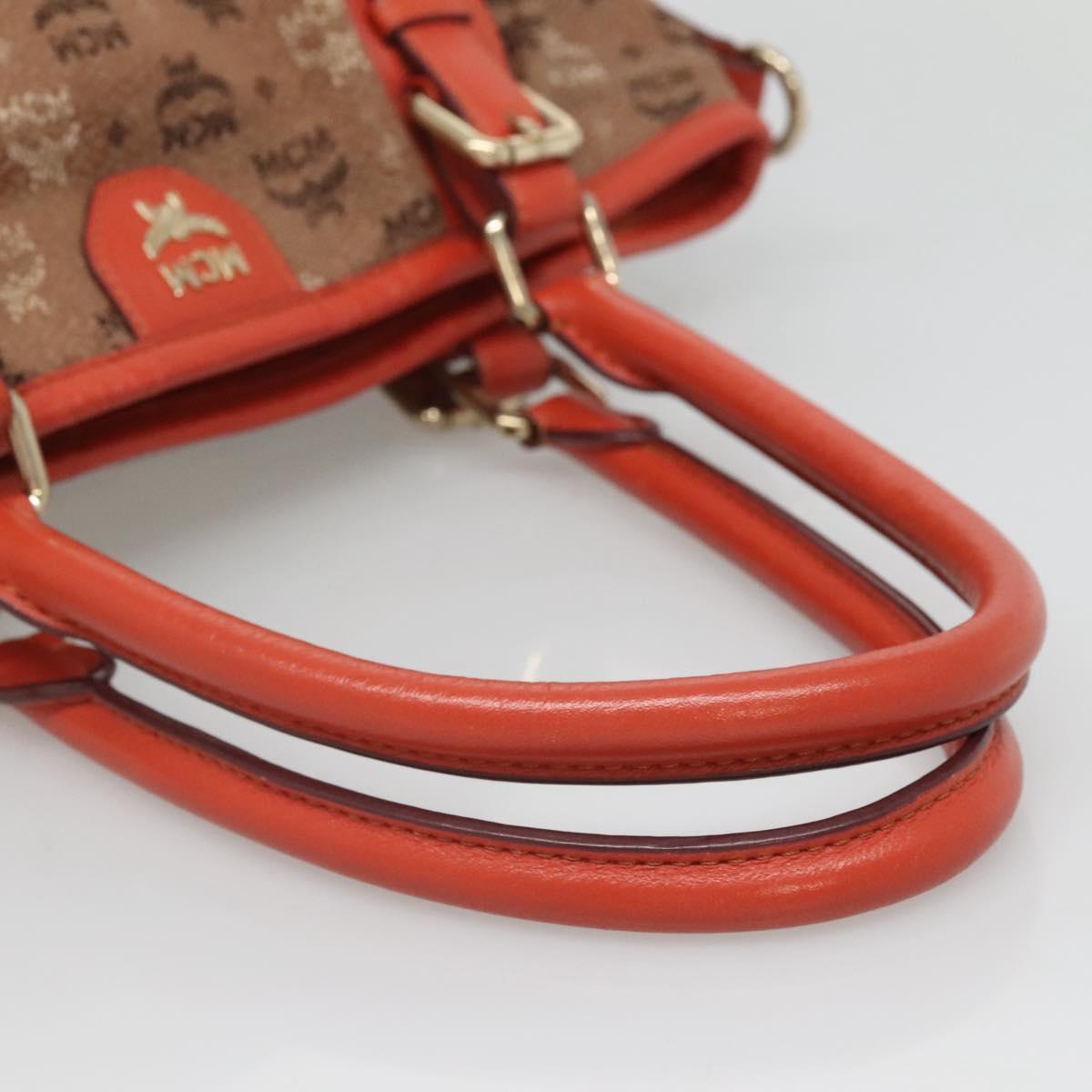 MCM Logogram Vicetos Tote Bag Canvas 2way Brown Gold Auth 121967