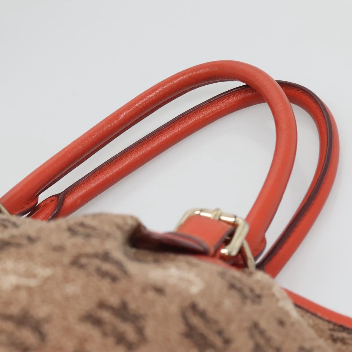 MCM Logogram Vicetos Tote Bag Canvas 2way Brown Gold Auth 121967