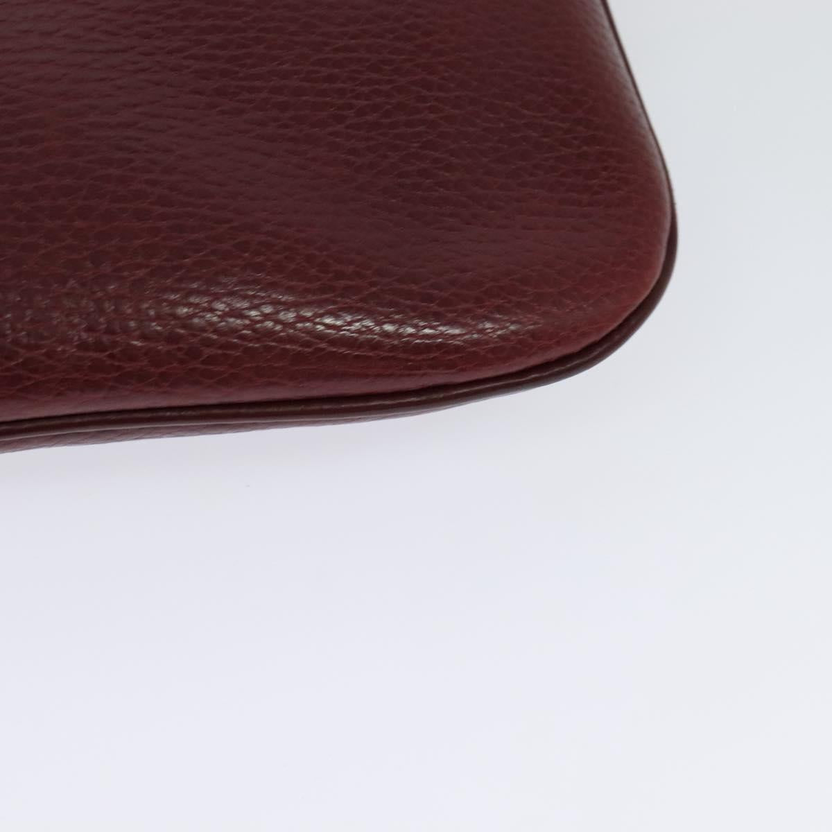 CARTIER Must Line Shoulder Bag Leather Bordeaux Gold Auth 121969