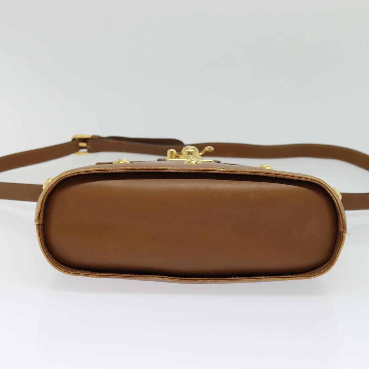 Salvatore Ferragamo Hand Bag Leather 2way Brown Gold Auth 121973