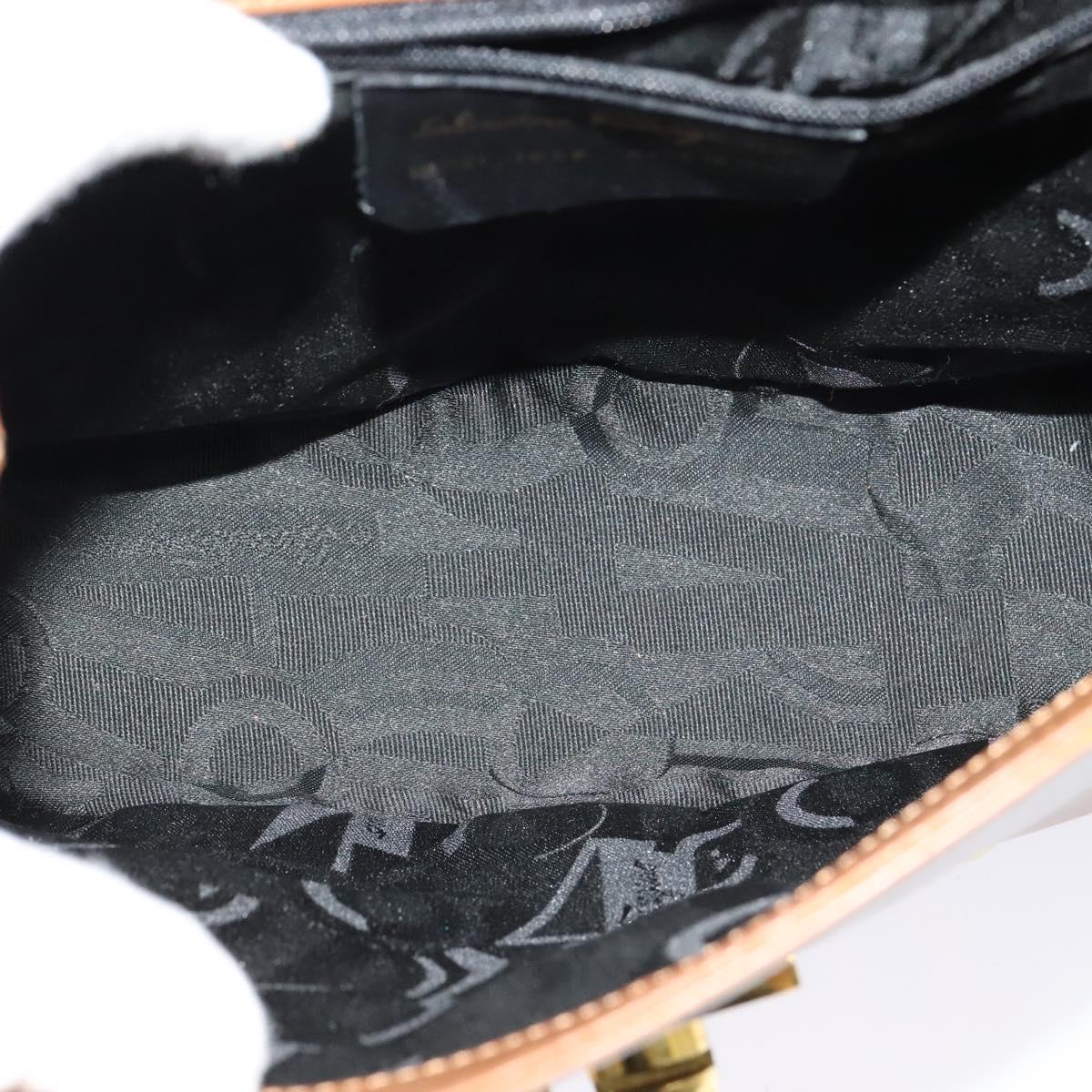 Salvatore Ferragamo Hand Bag Leather 2way Brown Gold Auth 121973