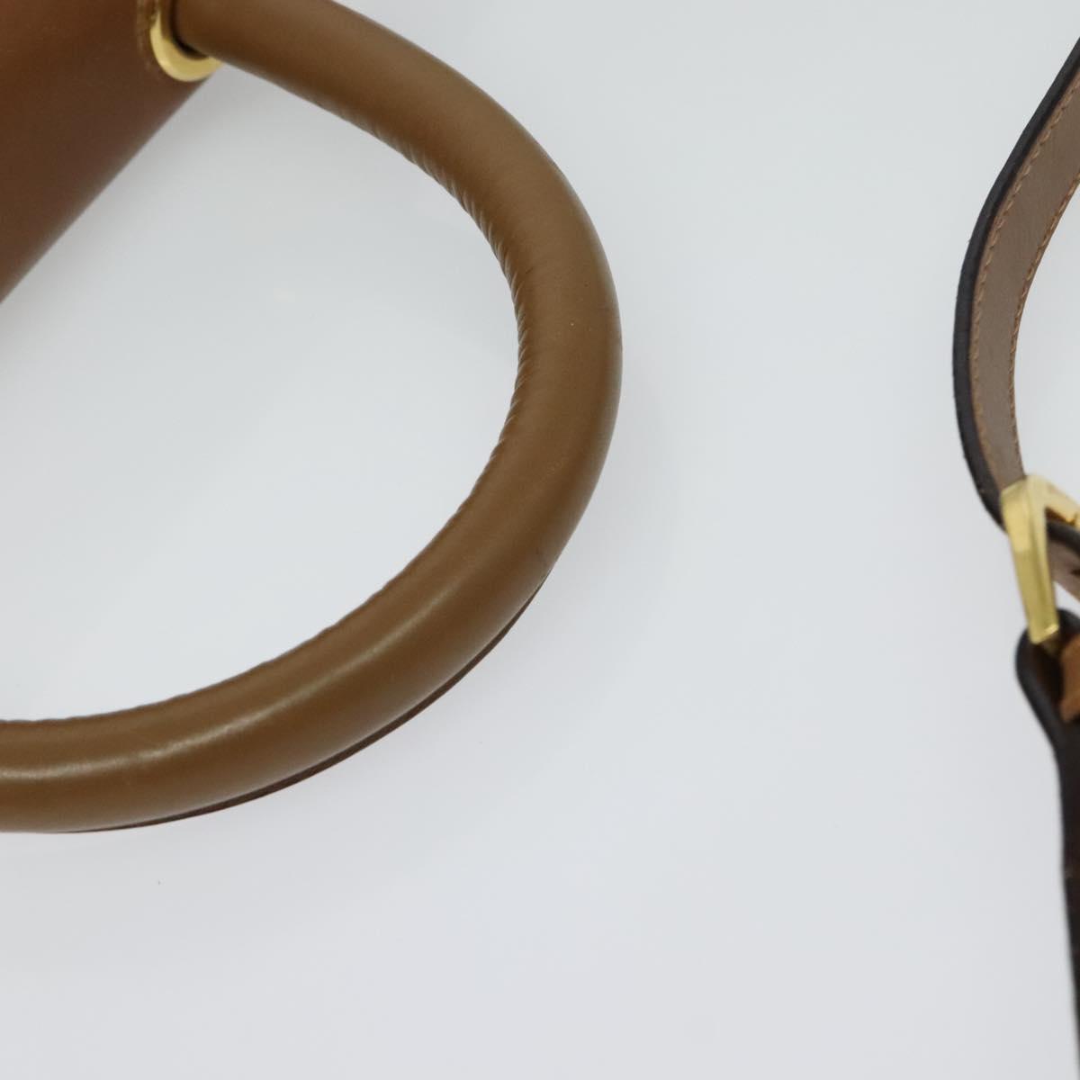 Salvatore Ferragamo Hand Bag Leather 2way Brown Gold Auth 121973