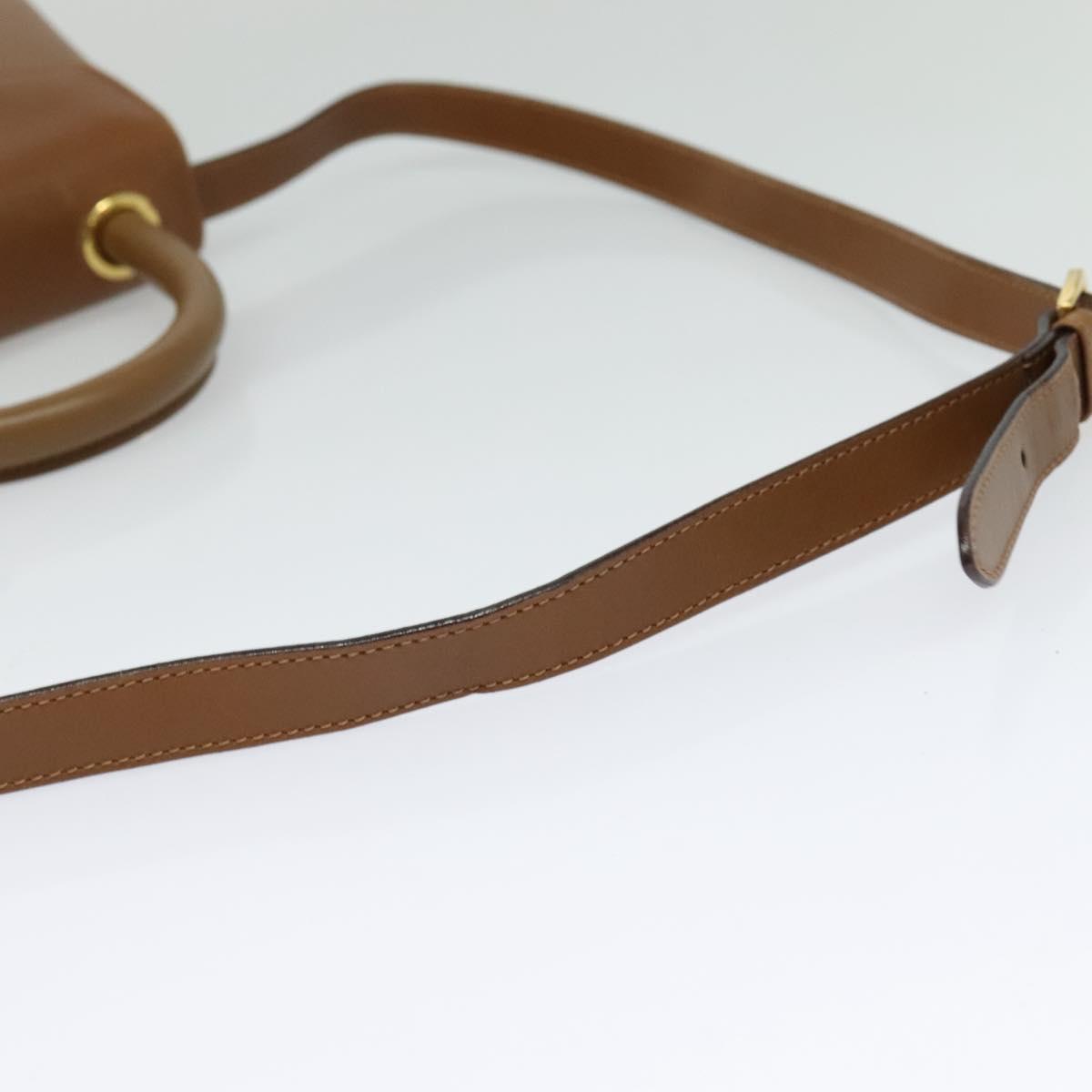 Salvatore Ferragamo Hand Bag Leather 2way Brown Gold Auth 121973