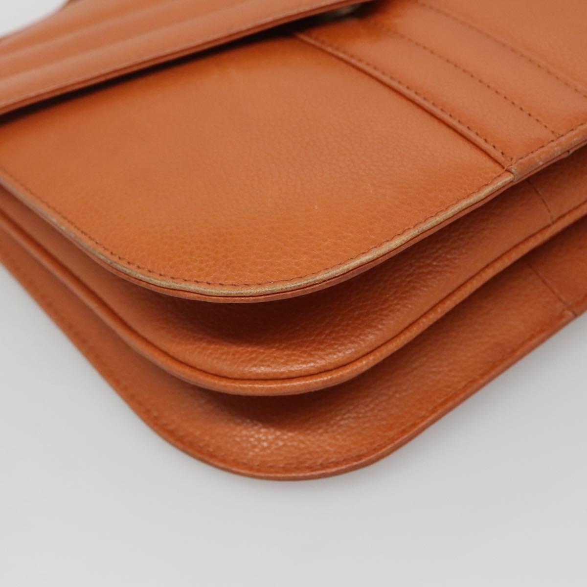 SAINT LAURENT Shoulder Bag Leather Brown Gold Auth 121976