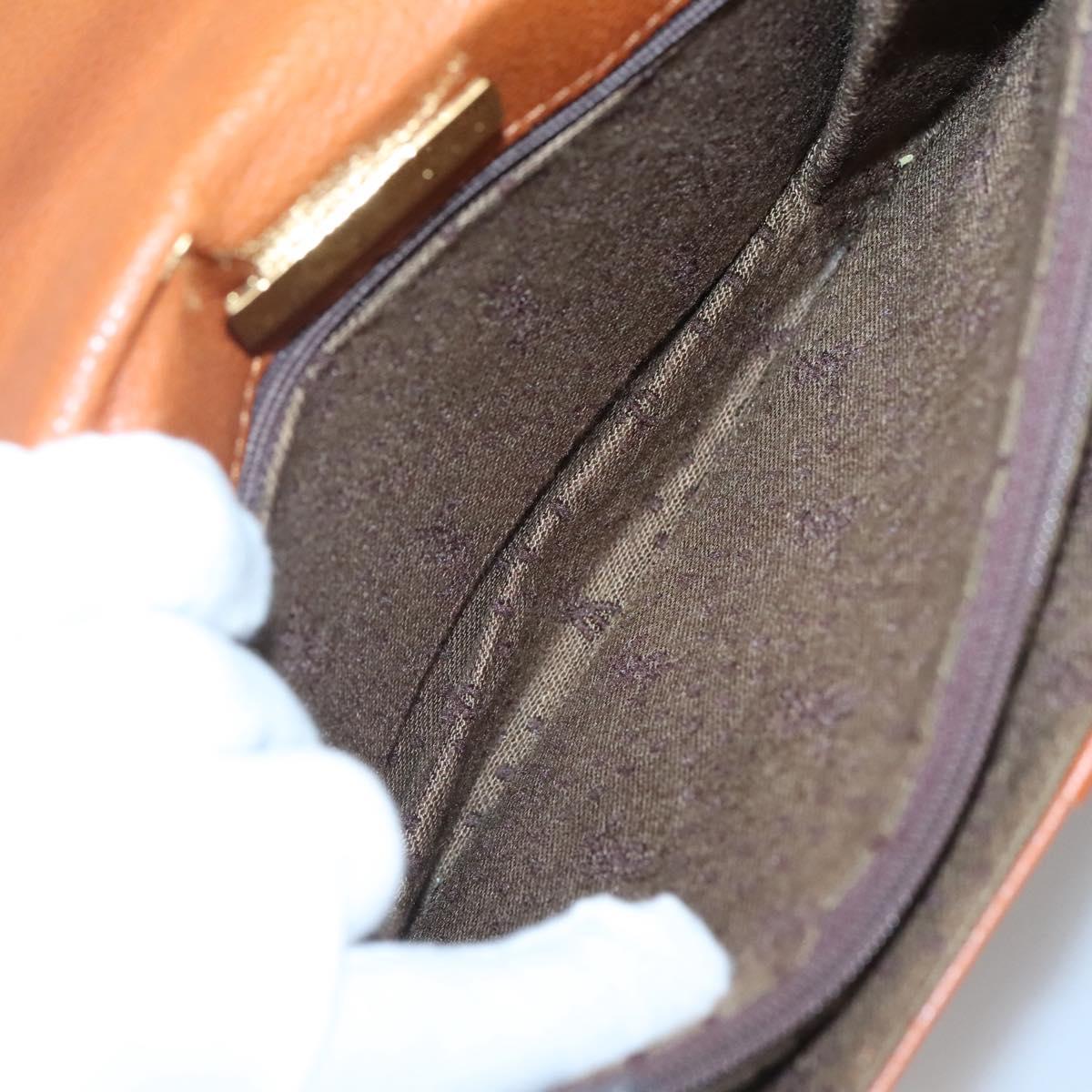 SAINT LAURENT Shoulder Bag Leather Brown Gold Auth 121976