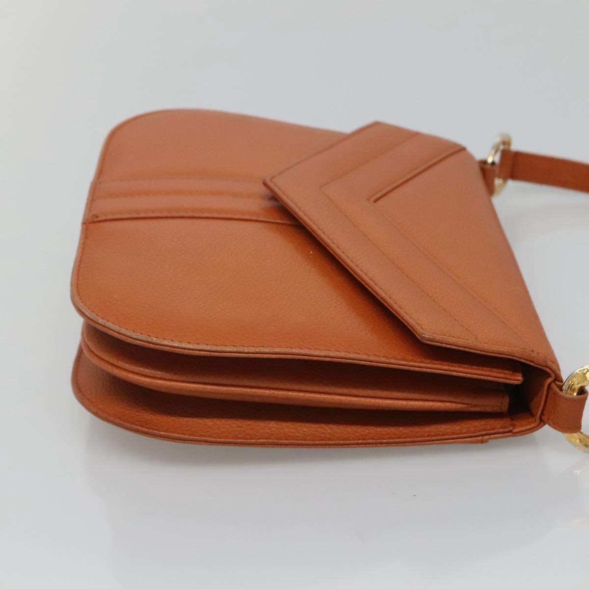 SAINT LAURENT Shoulder Bag Leather Brown Gold Auth 121976