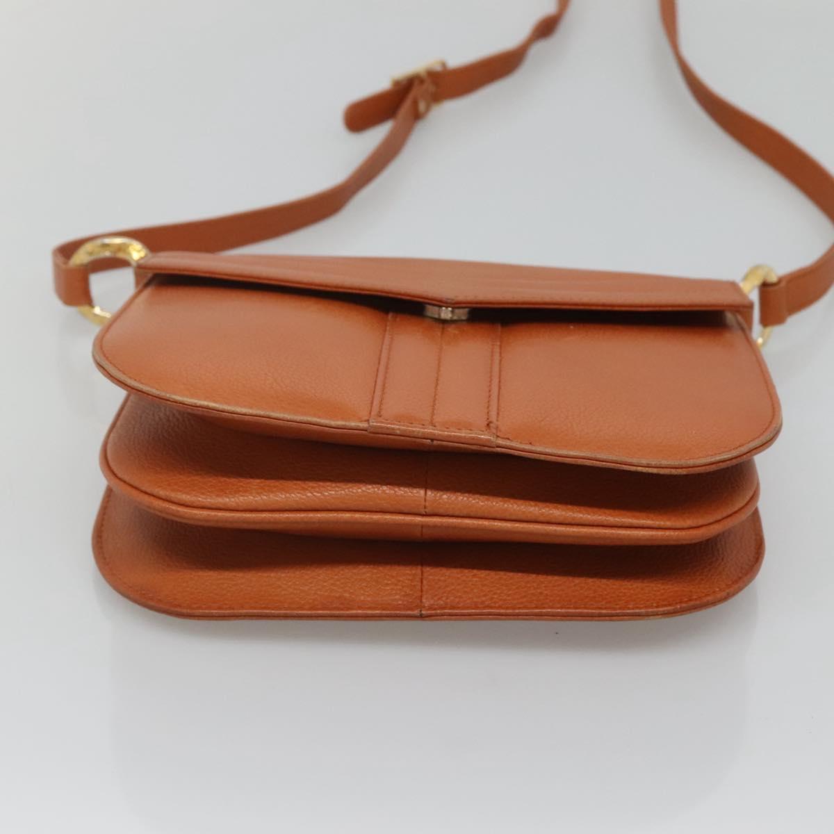 SAINT LAURENT Shoulder Bag Leather Brown Gold Auth 121976