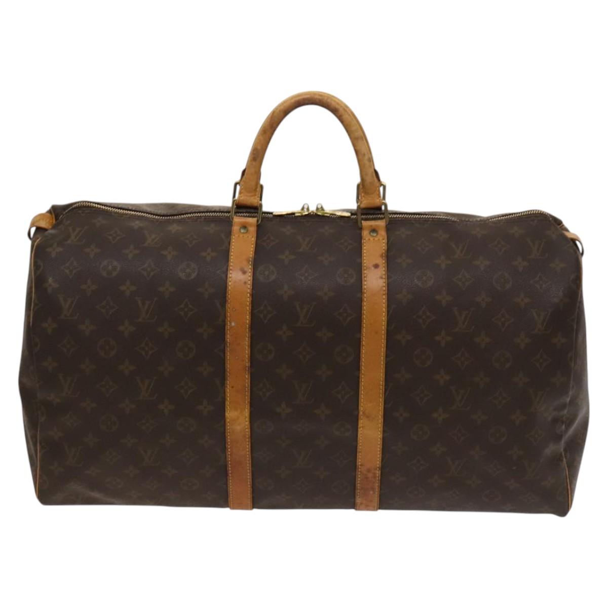 LOUIS VUITTON Monogram Keepall 55 Boston Bag M41424 LV Auth 121987