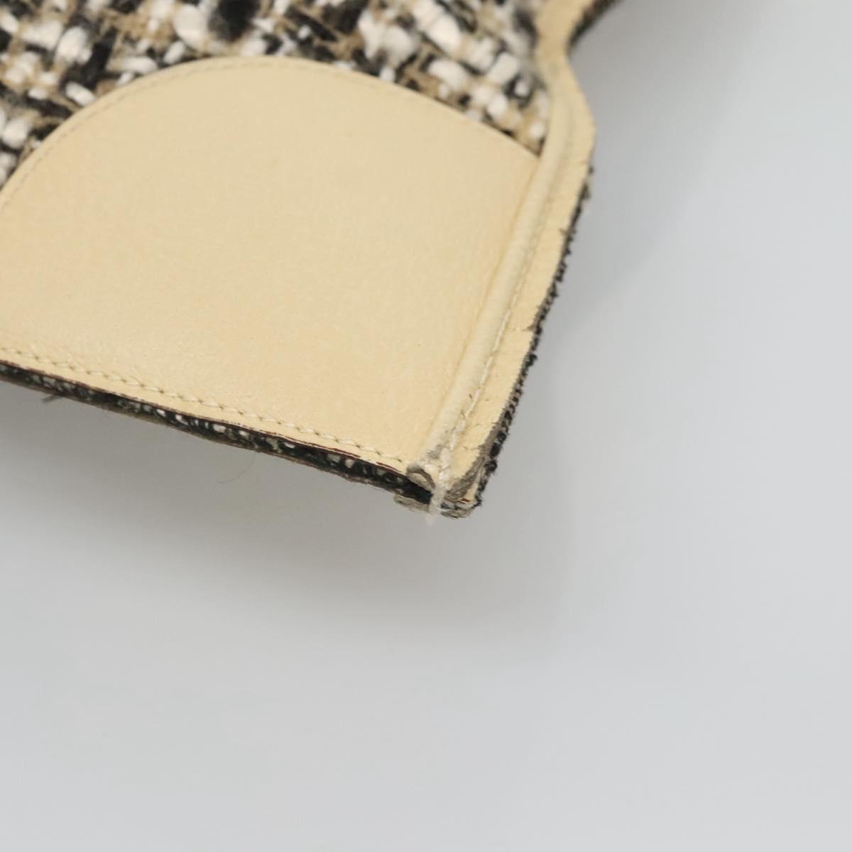 PRADA Hand Bag Tweed Leather Beige Auth 121997