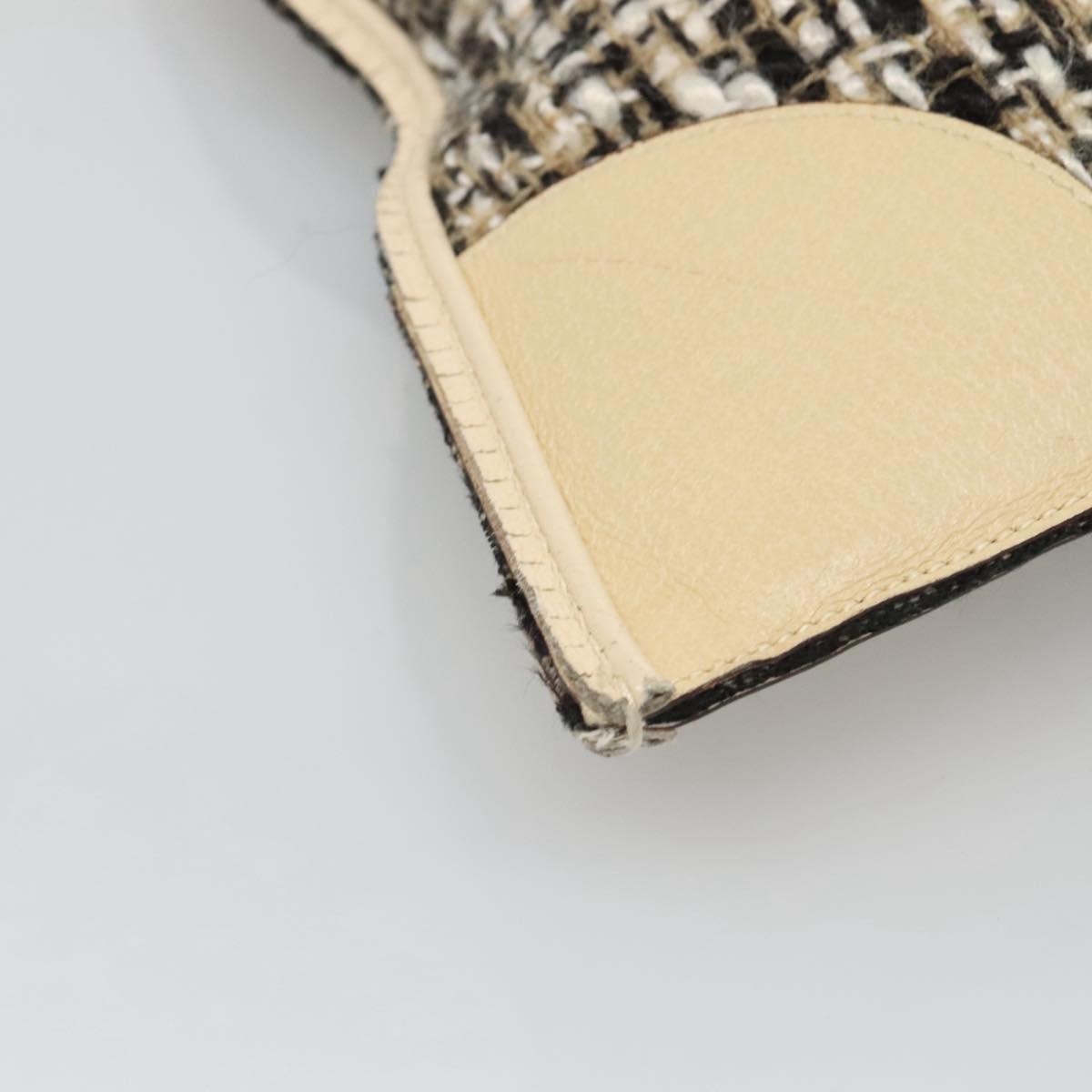 PRADA Hand Bag Tweed Leather Beige Auth 121997