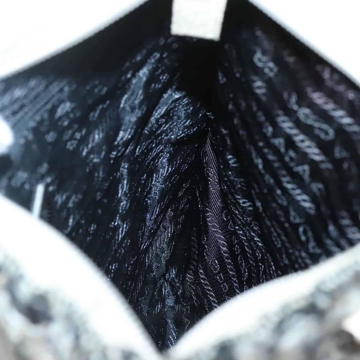 PRADA Hand Bag Tweed Leather Beige Auth 121997