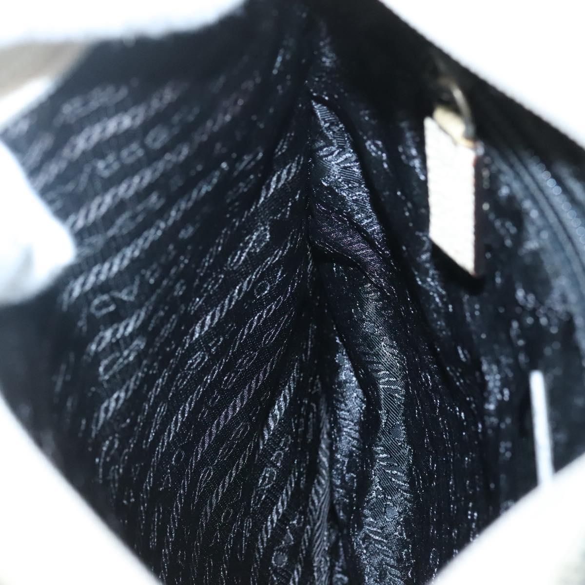 PRADA Hand Bag Tweed Leather Beige Auth 121997