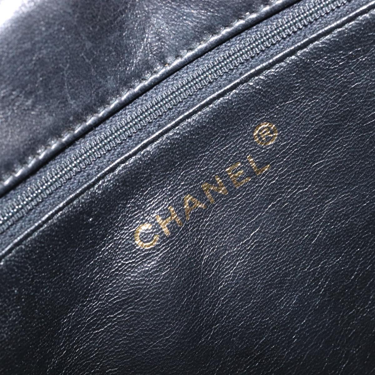 CHANEL Matelasse COCO Mark Chain Bag Lamb Skin Black Gold CC Auth 122001