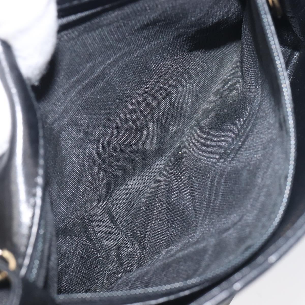 CHANEL Matelasse COCO Mark Chain Bag Lamb Skin Black Gold CC Auth 122001