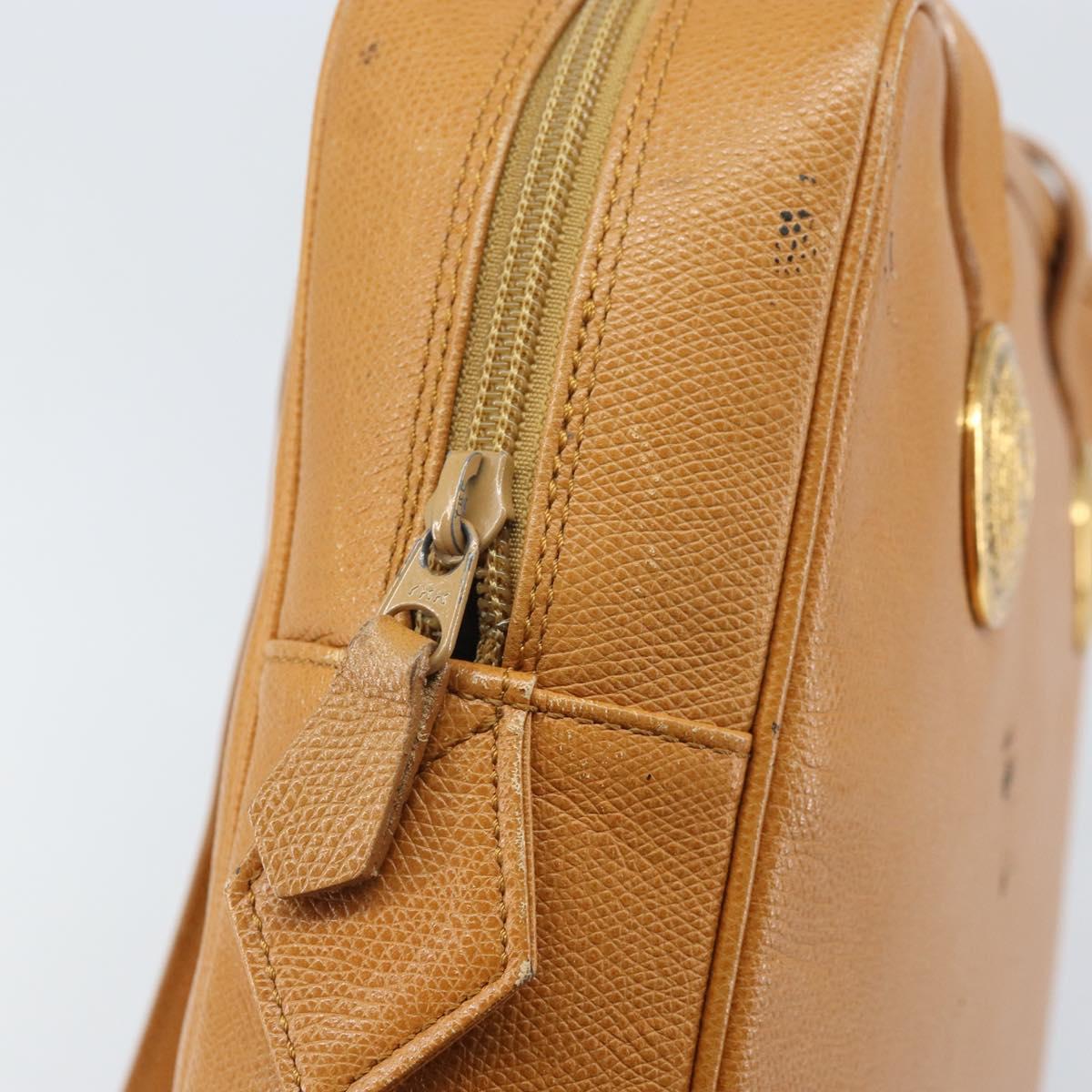 SAINT LAURENT Shoulder Bag Leather Brown Gold Auth 122006