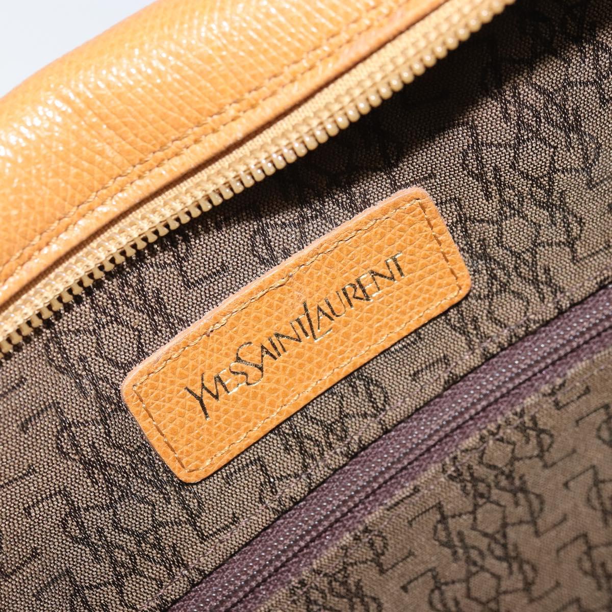 SAINT LAURENT Shoulder Bag Leather Brown Gold Auth 122006