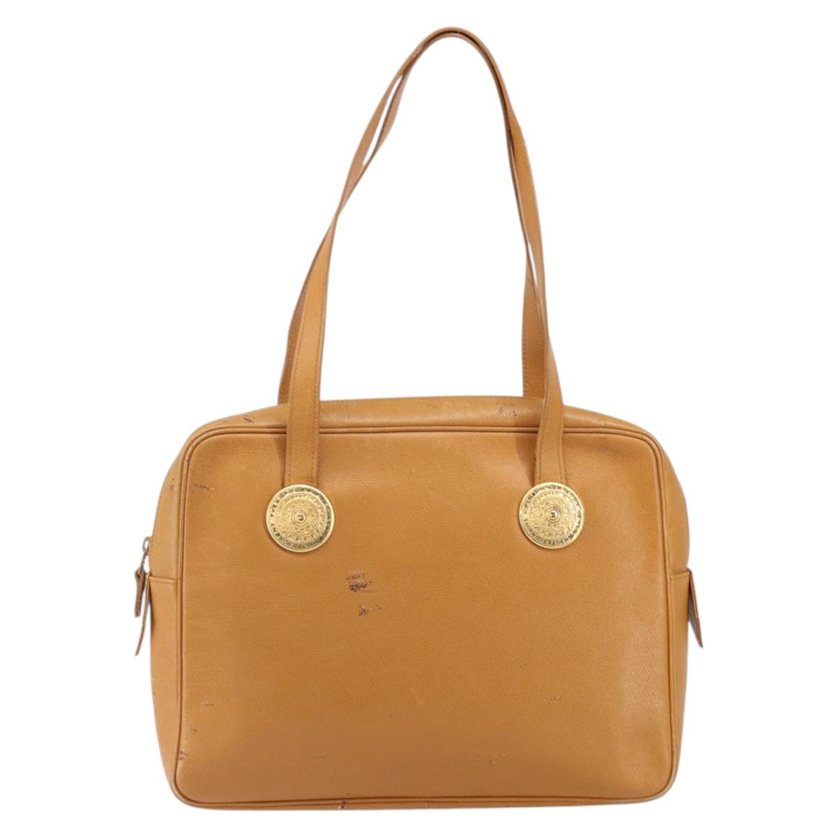 SAINT LAURENT Shoulder Bag Leather Brown Gold Auth 122006