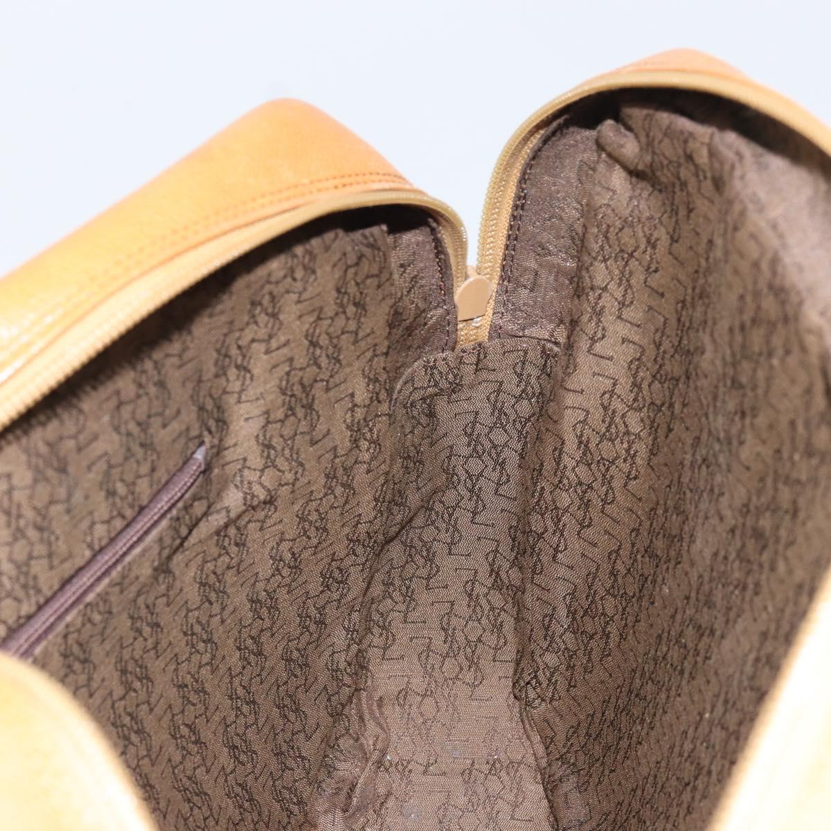 SAINT LAURENT Shoulder Bag Leather Brown Gold Auth 122006