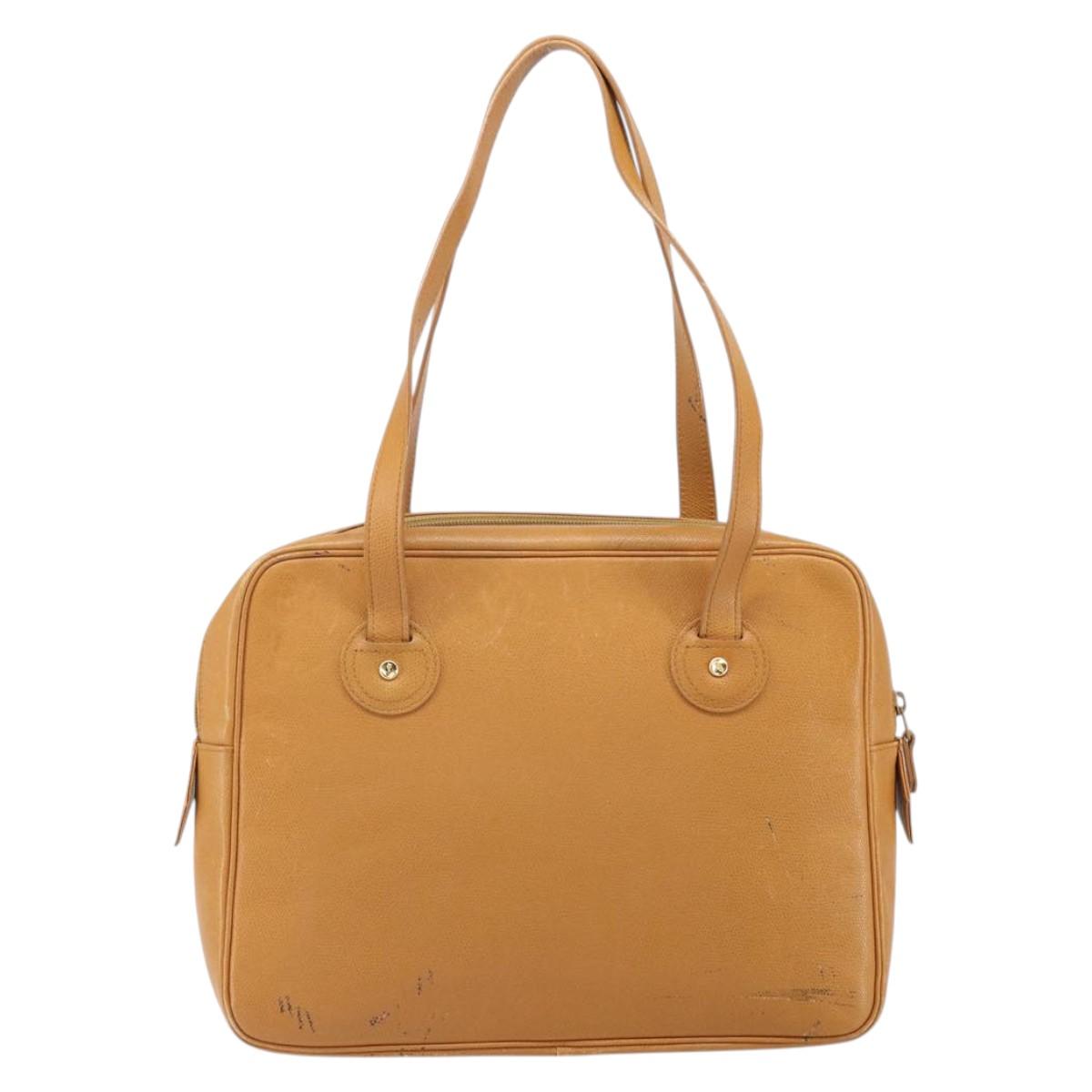 SAINT LAURENT Shoulder Bag Leather Brown Gold Auth 122006