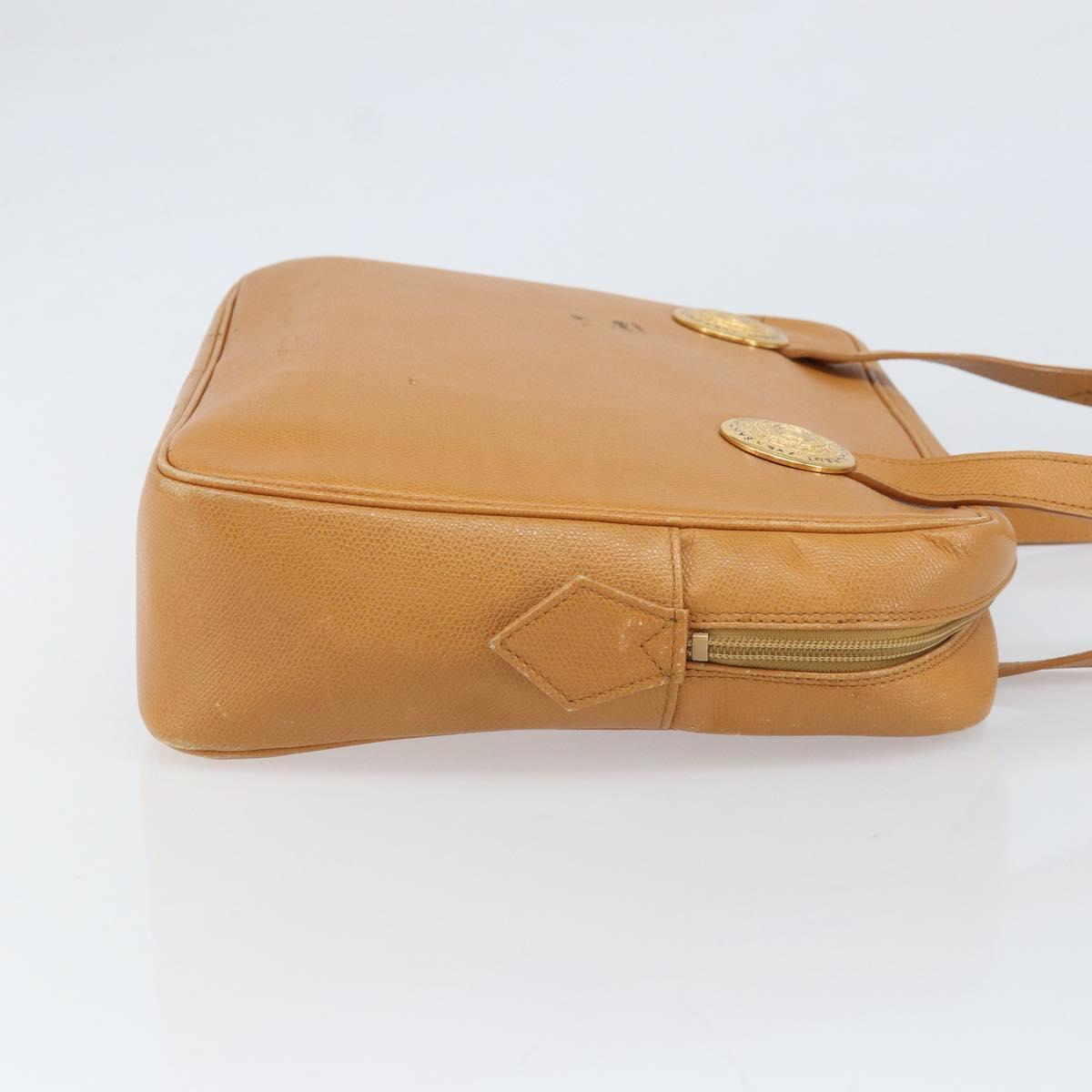 SAINT LAURENT Shoulder Bag Leather Brown Gold Auth 122006
