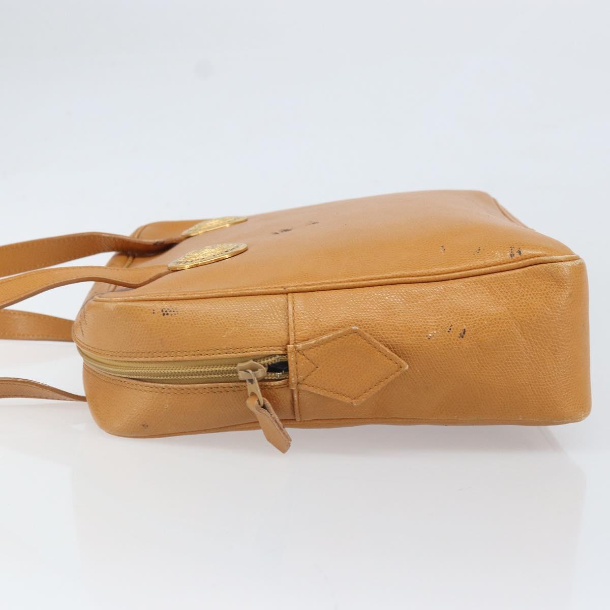 SAINT LAURENT Shoulder Bag Leather Brown Gold Auth 122006